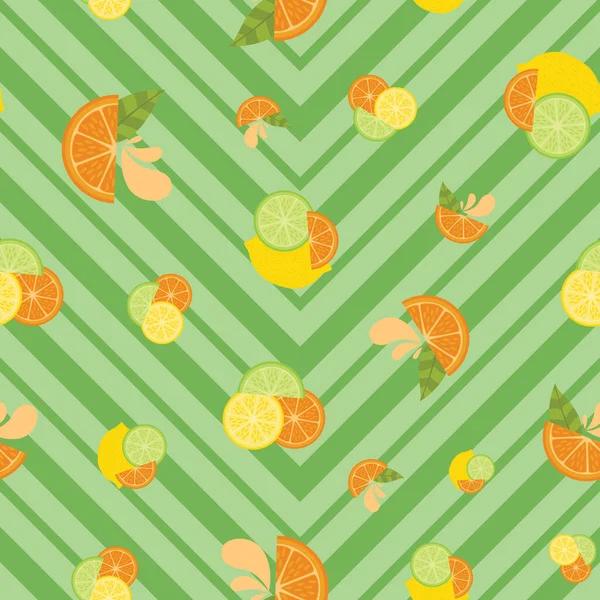 柑橘系の果実をイメージした美しいシームレスな表面パターンデザイン 楽しさと夏のイラスト — ストック写真