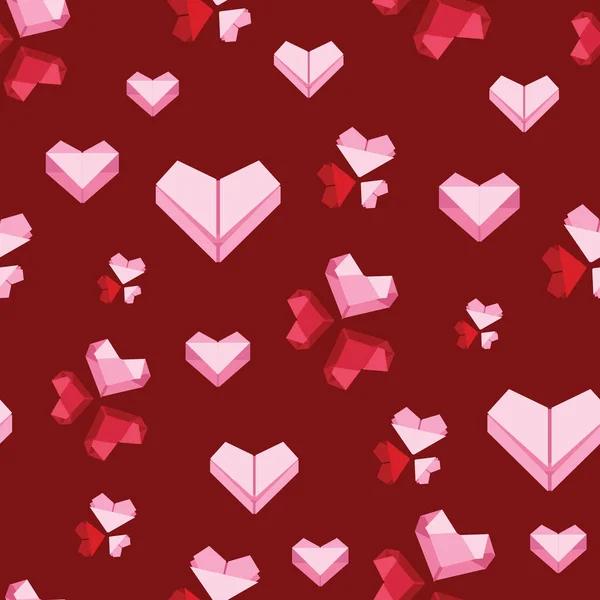 Красивая Бесшовная Конструкция Поверхности Сердца Оригами Симпатичная Иллюстрация Древнего Искусства — стоковое фото