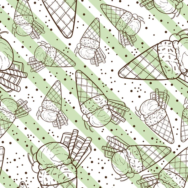 Красивая Бесшовная Конструкция Поверхности Мороженого Линейная Иллюстрация Двух Шаров Холодного — стоковое фото