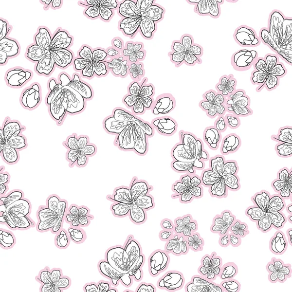 Piękny Bezszwowy Wzór Powierzchni Inspirowany Oszałamiającym Kwiatem Sakura Eksplozja Kwiatów — Zdjęcie stockowe