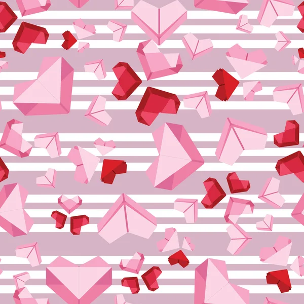 Hermoso Diseño Patrón Superficie Sin Costuras Corazón Origami Una Linda — Foto de Stock