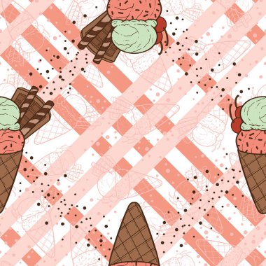 Güzel, pürüzsüz bir dondurma dizaynı. İki kepçe soğuk, buzlu, tatlı tablosu..