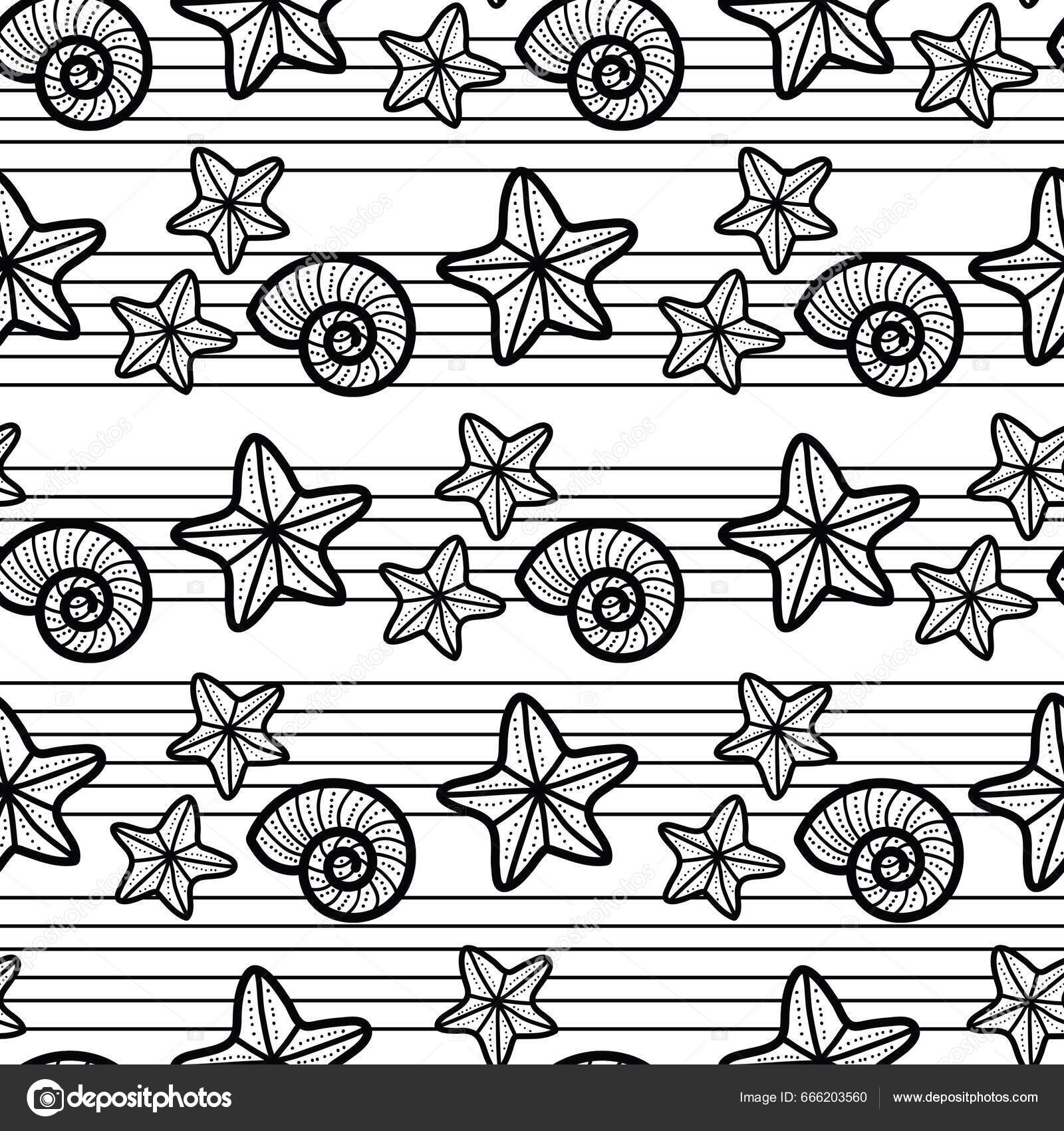 조개껍데기와 불가사리의 귀엽고 귀여운 줄타기 테마의 재미있는 실없는 디자인 여름에 — 스톡 사진 © zarya_kiqo  #666203560, image size:1600x1700