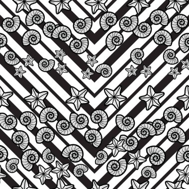 Deniz kabukları ve deniz yıldızlarının sevimli ve sevimli çizgileri. Plaj temasında kusursuz, eğlenceli bir desen tasarımı. Yaz için mükemmel. Herkes için eğlenceli bir boyama aktivitesi. Boyama sayfası ve kitap çizimi.