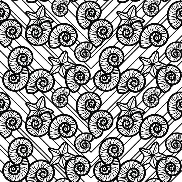 Deniz kabukları ve deniz yıldızlarının sevimli ve sevimli çizgileri. Plaj temasında kusursuz, eğlenceli bir desen tasarımı. Yaz için mükemmel. Herkes için eğlenceli bir boyama aktivitesi. Boyama sayfası ve kitap çizimi.