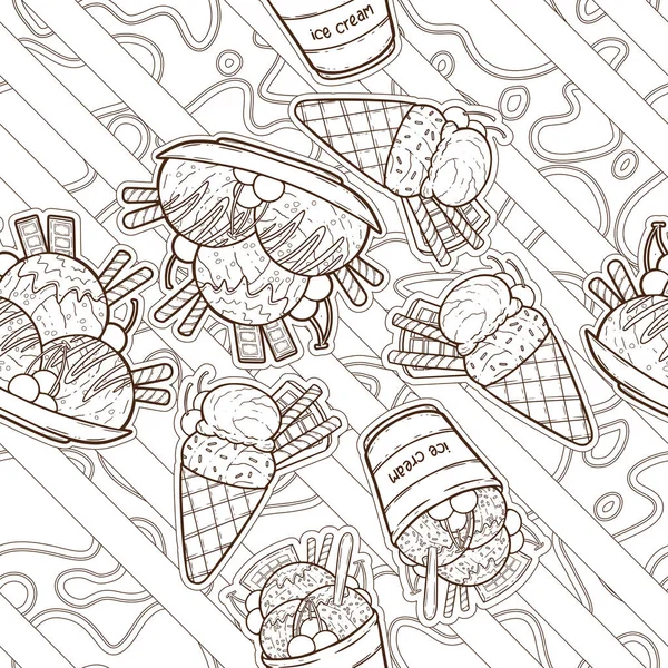Digital Line Art Drawing Popular Sweet Dessert Cute Adorable Cartoon — Stock fotografie