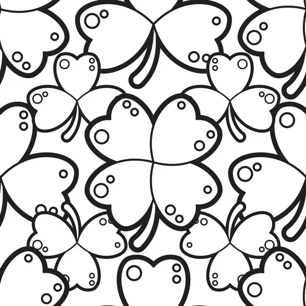 Cute Simple Illustration Seamless Pattern Design Clover Leaves Coloring Page — Stock Photo, Image
