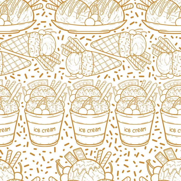 A digital line art drawing of popular sweet dessert. A cute and adorable cartoon illustration of ice cream as coloring book or page. A fun activity for the whole family.