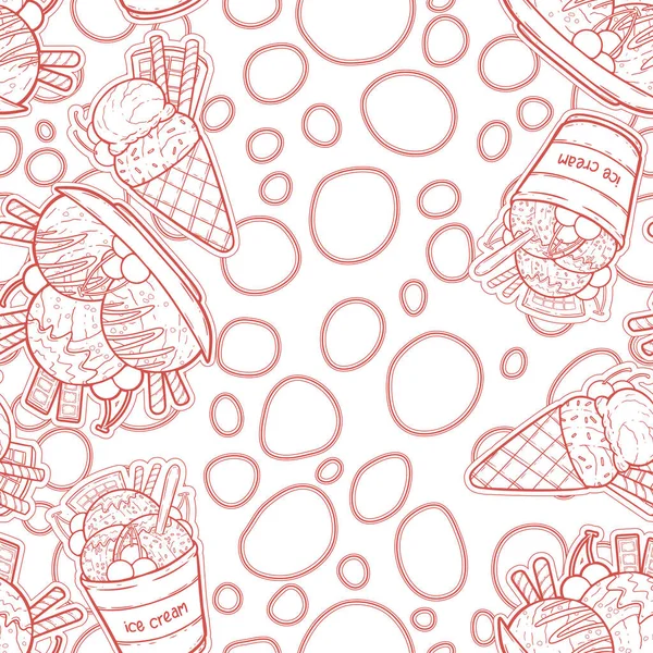 A digital line art drawing of popular sweet dessert. A cute and adorable cartoon illustration of ice cream as coloring book or page. A fun activity for the whole family.