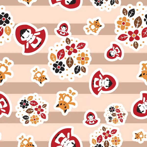 stock image A cute and minimalistic design repeat seamless pattern featuring fairy tale characters.