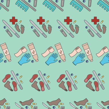 A seamless repeat pattern design related to podiatry. A playful exploration of the human foot, reimagined. Where the foundation of our movement are transformed in captivating design. clipart