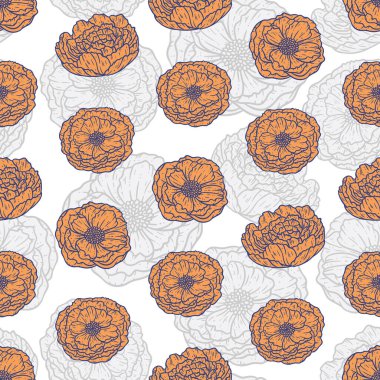 Şakayık çiçeklerinin kusursuz bir yüzey deseni tasarımı gibi hoş bir çizimi.