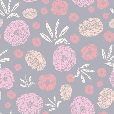 Şakayık çiçeklerinin kusursuz bir yüzey deseni tasarımı gibi hoş bir çizimi.