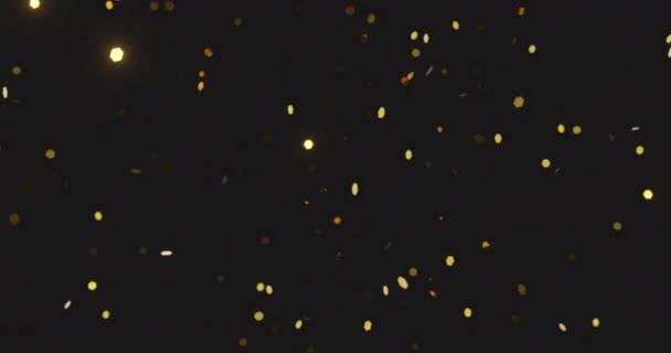 Hexágono Dourado Confete Brilhos Estão Caindo Com Fundo Escuro — Vídeo de Stock