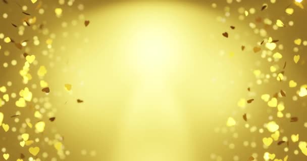 Golden Heart Particle Motion Bokeh Sunlight Natural Loop Background Logo — Vídeo de Stock