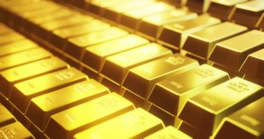 Row of gold bars as loop animation.