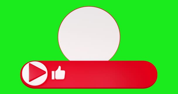 Subscribe Button Reveal Animation Green Screen Subscribe Text Border Avatar — Stock Video