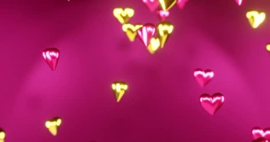 İki duyma rengi altın ve pembe metalik gölgeler düşüyor, altın kalpler ve pembe kalpler