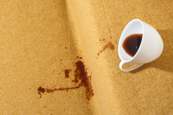 Accidental Coffee Spill Sofa Creating Brown Stain Marred Upholstery Sofa Stock Image