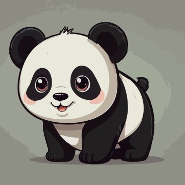 Sevimli bebek panda dört ayak üstünde meraklı bir bakışla