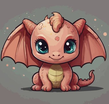 Büyük mavi gözlü sevimli bebek ejderha.