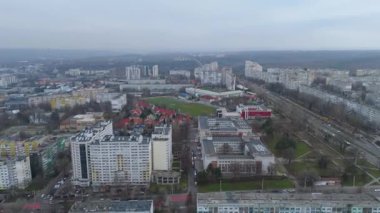 Stadyum ve Residential Area ile Şehir Bölgesi Hava Görüntüsü