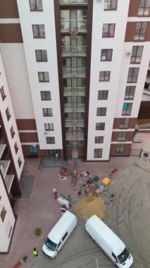 Konut binası yakınlarındaki inşaat çalışmalarının havadan görüntüsü