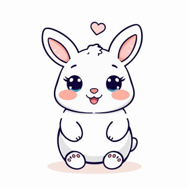 Büyük gözleri ve pembe yanakları olan sevimli beyaz tavşancık.