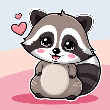 Tombul kawaii rakunu. Kalpli ve sevimli bir ifade.