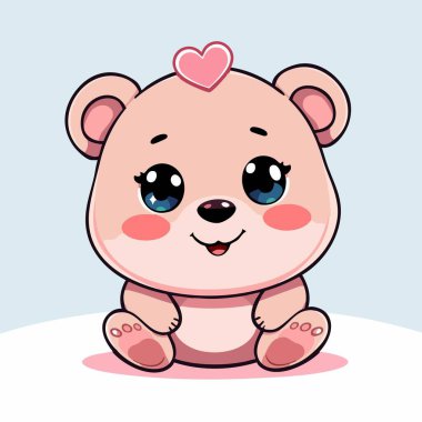 Sevimli kawaii oyuncak ayısı ve kocaman gözleri var.