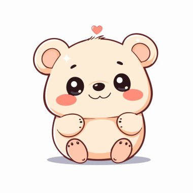 Büyük gözleri ve pastel renkleri olan sevimli Kawaii ayı çizimi