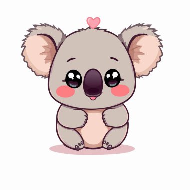 Sevimli kawaii koalası, büyük parlak gözleri ve tatlı bir kalbi var.