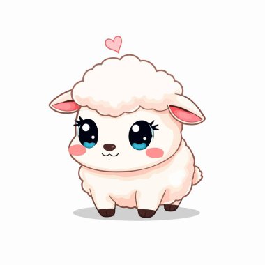 Yumuşak yün ve kalple sevimli kawaii kuzusu