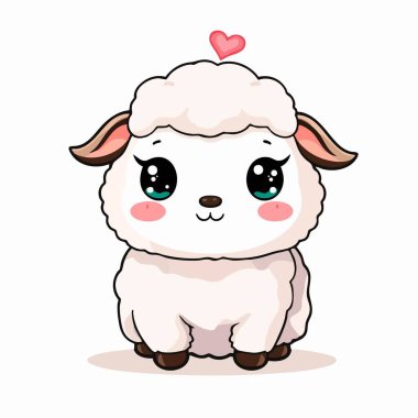 Şirin kawaii kuzusu. Kocaman gözleri ve kalbi var.