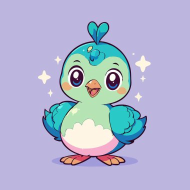 Büyük gözleri ve parlak tüyleri olan sevimli bir fantezi kuşu.