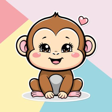 Kocaman parlak gözleri ve tatlı bir gülümsemesi olan sevimli bir bebek maymun.