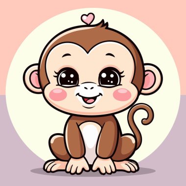 Kocaman parlak gözleri ve kafasında küçük bir kalbi olan sevimli bir bebek maymun.