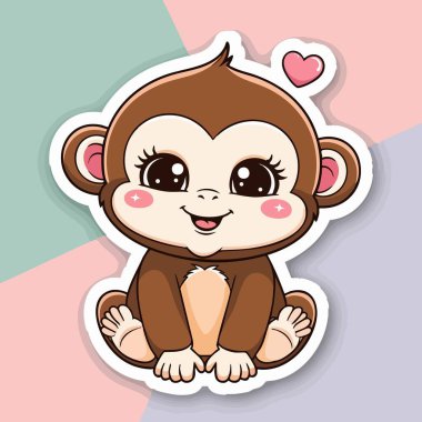 Şirin kawai bebek maymunu. Büyük parlak gözleri ve kalbi var.