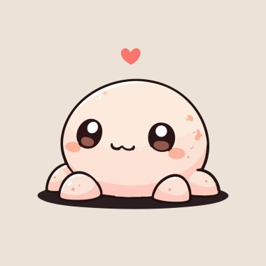 Kocaman gözleri ve kalp sembolü olan sevimli kawaii yengeci.
