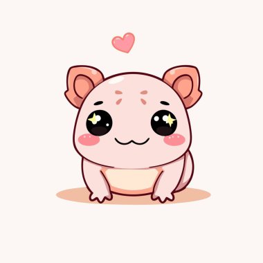 Sevimli pembe çizgi film hayvanı. Parlak gözleri ve kafasının üstünde kalbi olan.