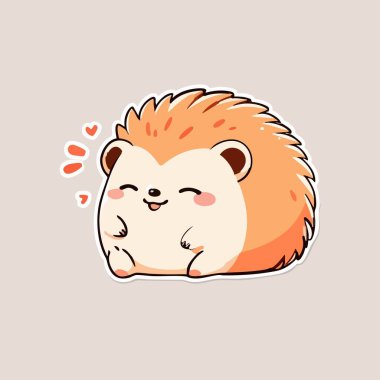 Neşeli çizgi film kirpisi yüzen kalplerle dili dışarı çıkarıyor.