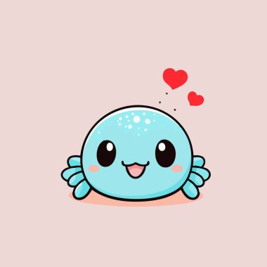 Açık pembe arka planı olan sevimli mavi çizgi film örümceği.