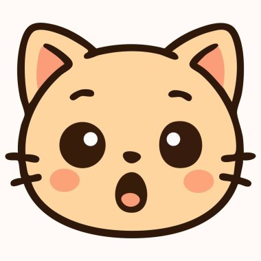Şirin Kawaii bebek kedi suratında sürpriz bir ifade.