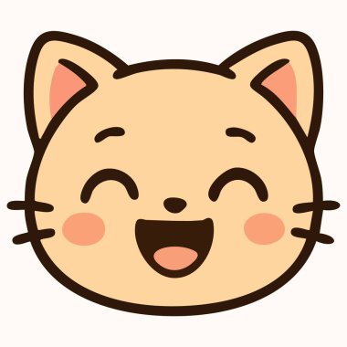 Sevimli Kawaii bebek kedi yüzünde heyecanlı bir ifade.