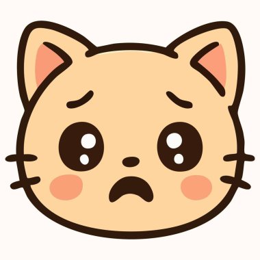 Sevimli Kawaii bebek kedi yüzünde kızgın bir ifade.