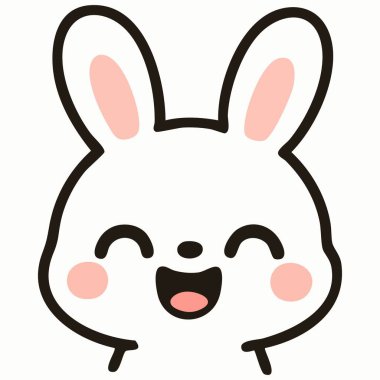 Sevimli Kawaii bebek tavşan suratlı mutlu yüz ifadesi