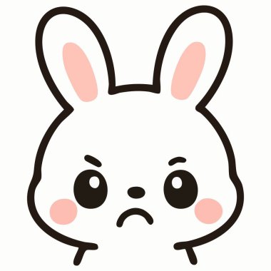 Sevimli Kawaii bebek tavşan suratlı kızgın yüz ifadesi