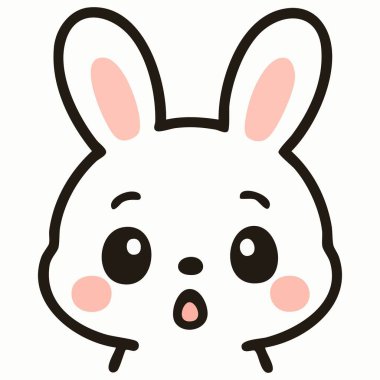 Sevimli Kawaii bebek tavşan suratlı sürpriz bir ifade.