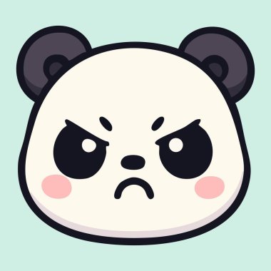 Kızgın gözleri ve çatık kaşları olan öfkeli bebek panda.