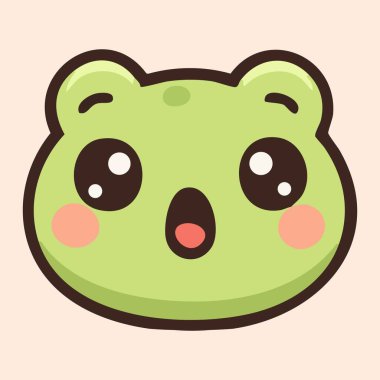 Şaşırmış bebek kurbağa, ağzı ve gözleri açık.